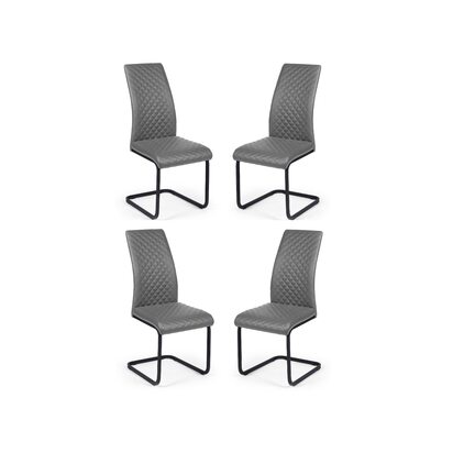 Set of 4 Xavier Grey Upholstered Cantilever Dining Chairs