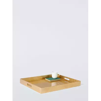 John Lewis Rectangular Lacquer Footstool Tray, FSC-Certified (MDF), 60cm, Gold Gold | H6 x W60 x D50cm