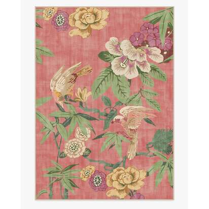 Bamboo & Bird Blossom Pink Rug by Sanderson - 305 x 425 cm - All-In-One Rug