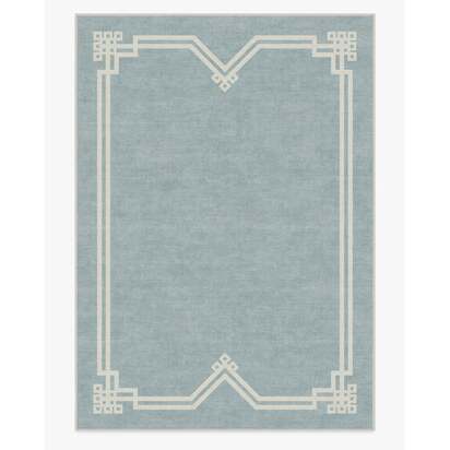 Chrysler Border Chambray Blue Rug by The Hiltons - 305 x 425 cm - All-In-One Rug