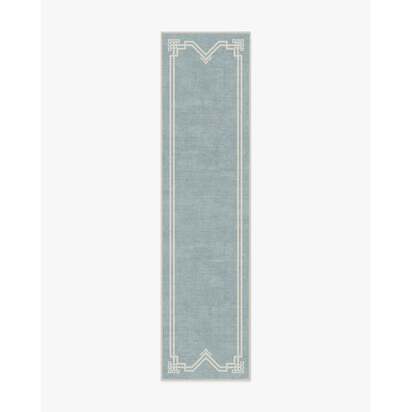 Chrysler Border Chambray Blue Rug by The Hiltons - 305 x 425 cm - All-In-One Rug