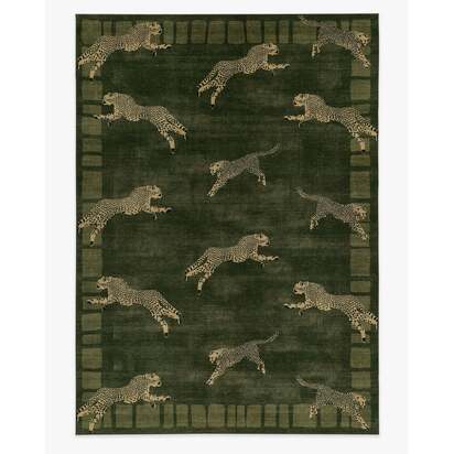 Leaping Cheetah Olive Green Rug by Scalamandré - 305 x 425 cm - All-In-One Rug