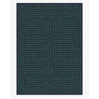 Labyrinth Navy & Teal Rug by Jonathan Adler - 305 x 425 cm - All-In-One Rug