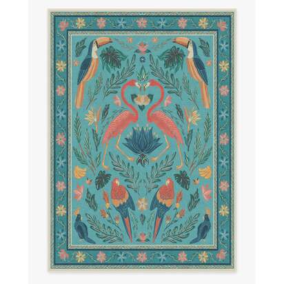Birds Of A Feather Aqua Rug by Iris Apfel - 305 x 425 cm - All-In-One Rug