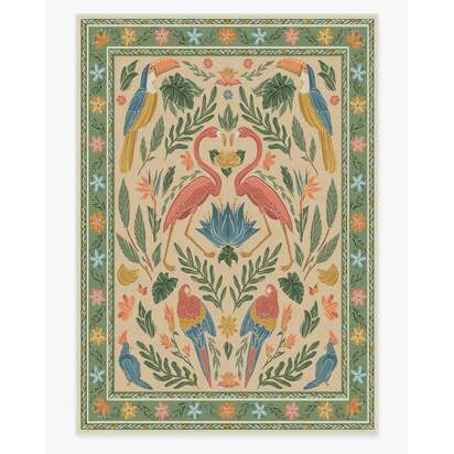Birds Of A Feather Green & Peach Rug by Iris Apfel - 305 x 425 cm - All-In-One Rug