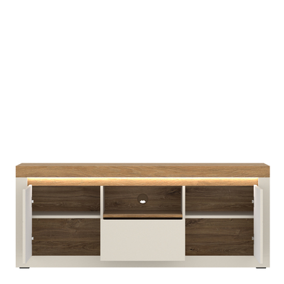 Winslow 2 TV Cabinet with 2 Doors and 1 Drawer in Cashmere and Stone Oak
