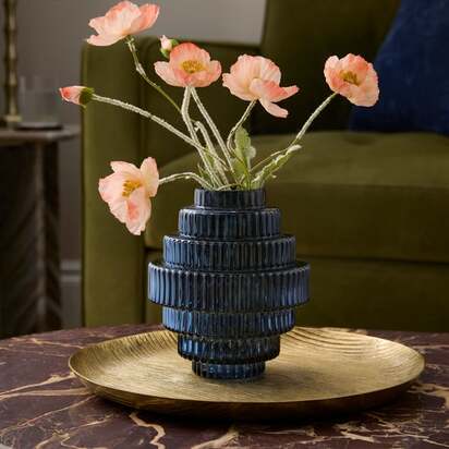 Ribbed Stepped Glass Vase
