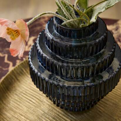 Ribbed Stepped Glass Vase