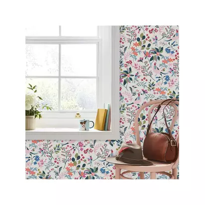 Joules Festival Flowers Print Wallpaper Antique Creme | 7.5cm x 7.5cm x 52cm