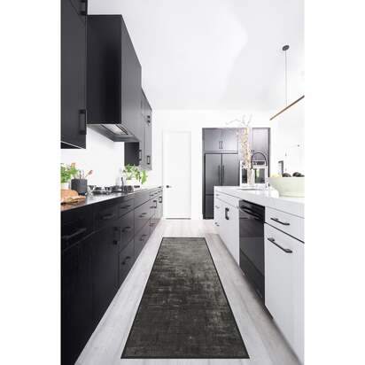 Impasto Greyscale Flatwoven Rug - 185 x 275 cm - Rug + Cushioned Pad System