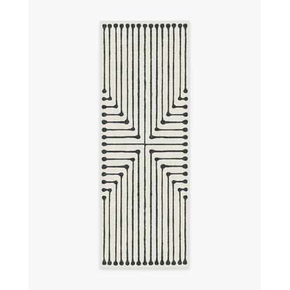 Inkdrop Black & Ivory Flatwoven Rug by Jonathan Adler - 75 x 215 cm - Rug + Cushioned Pad System