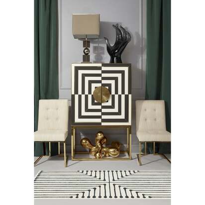 Inkdrop Black & Ivory Flatwoven Rug by Jonathan Adler - 75 x 305 cm - Rug + Cushioned Pad System