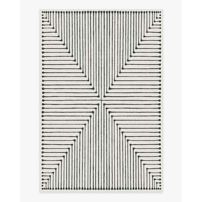 Inkdrop Black & Ivory Flatwoven Rug by Jonathan Adler - 185 x 275 cm - Rug + Cushioned Pad System