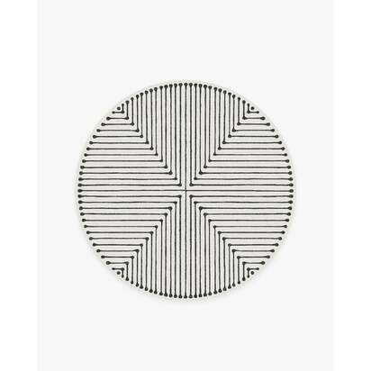 Inkdrop Black & Ivory Flatwoven Rug by Jonathan Adler - 185 Round cm - Rug + Cushioned Pad System