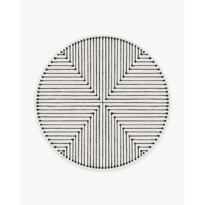Inkdrop Black & Ivory Flatwoven Rug by Jonathan Adler - 245 Round cm - Rug + Cushioned Pad System