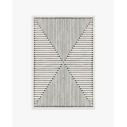 Inkdrop Black & Ivory Flatwoven Rug by Jonathan Adler - 120 x 185 cm - Rug + Cushioned Pad System