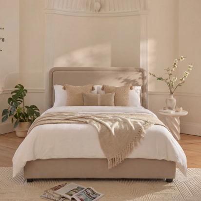 Robyn King Ottoman Bed - Soft Beige