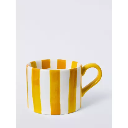 John Lewis Hand Painted Stripe Stoneware Mug, 350ml, Yellow Yellow | H7.50 x W13 x D9.50cm
