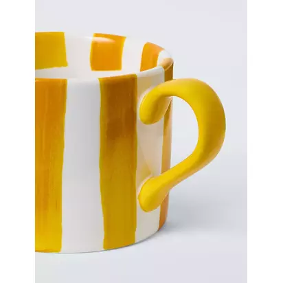 John Lewis Hand Painted Stripe Stoneware Mug, 350ml, Yellow Yellow | H7.50 x W13 x D9.50cm