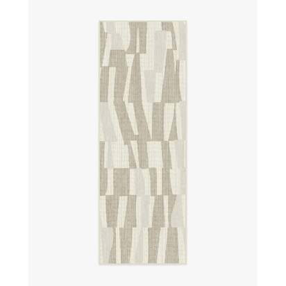 Enzo Taupe & Natural Flatwoven Rug - 75 x 215 cm - Rug + Cushioned Pad System