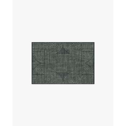 Callen Charcoal Flatwoven Rug - 60 x 90 cm - Rug + Pad System