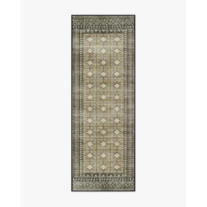 Lorah Charcoal Flatwoven Rug - 75 x 215 cm - Rug + Cushioned Pad System