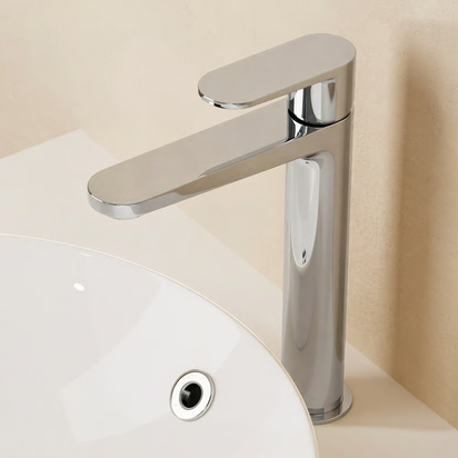 Crosswater Drift Chrome Tall Mono Basin Mixer Tap with Click Clack Waste