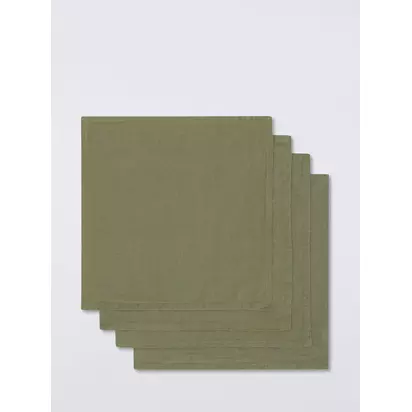 John Lewis Cotton Linen Blend Napkins, Set of 4 Avocado | H0.10 x W45 x D45cm