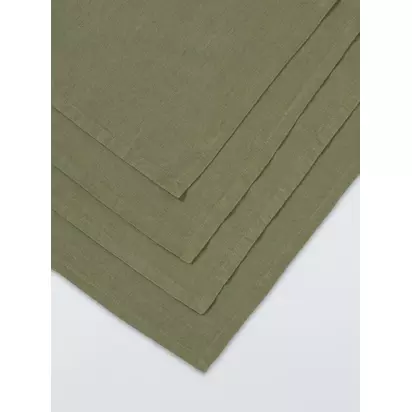 John Lewis Cotton Linen Blend Napkins, Set of 4 Avocado | H0.10 x W45 x D45cm