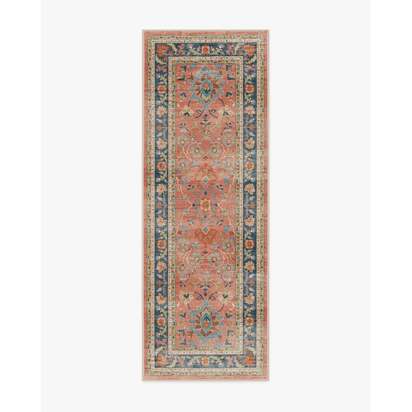 Calabria Coral Multicolour Flatwoven Rug - 75 x 215 cm - Rug + Pad System