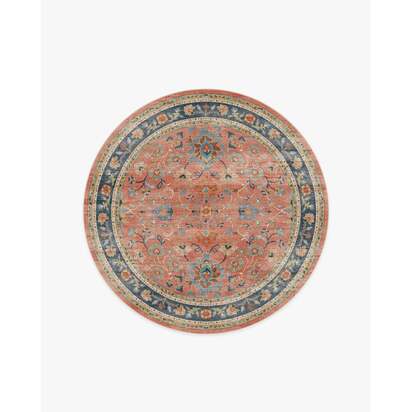 Calabria Coral Multicolour Flatwoven Rug - 185 Round cm - Rug + Pad System