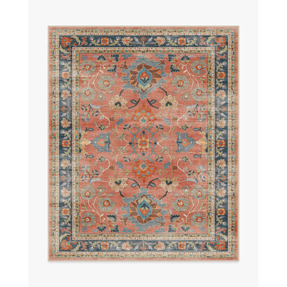 Calabria Coral Multicolour Flatwoven Rug - 245 x 305 cm - Rug + Cushioned Pad System