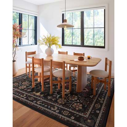 Calabria Black Multicolour Rug - 245 Round cm - All-In-One Rug