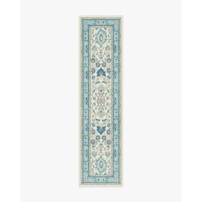 Calabria Cream & Light Blue Rug - 75 x 305 cm - All-In-One Rug
