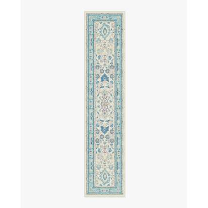 Calabria Cream & Light Blue Rug - 75 x 365 cm - All-In-One Rug