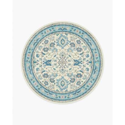 Calabria Cream & Light Blue Rug - 245 Round cm - All-In-One Rug