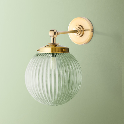 Elbow wall fitting IP44 in antique brass