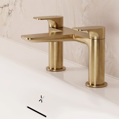 Crosswater Fuse Brushed Brass Deck Mounted Bath Mixer Tap
