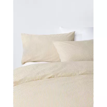 John Lewis Cotton Rich Skinny Stripe Duvet Cover Set Butter | 200 x 135cm