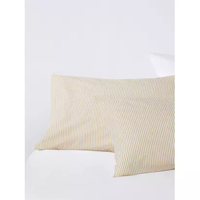 John Lewis Cotton Rich Skinny Stripe Duvet Cover Set Butter | 200 x 135cm