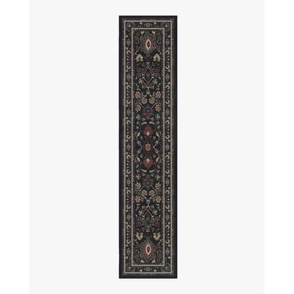 Calabria Black Multicolour Flatwoven Rug - 75 x 365 cm - Rug + Pad System