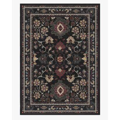 Calabria Black Multicolour Flatwoven Rug - 305 x 425 cm - Rug + Pad System