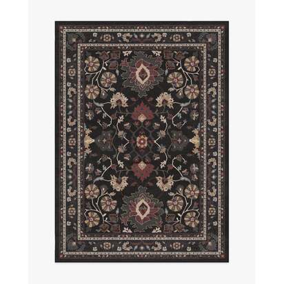 Calabria Black Multicolour Flatwoven Rug - 150 x 215 cm - Rug + Cushioned Pad System