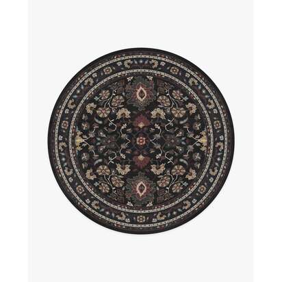Calabria Black Multicolour Flatwoven Rug - 245 Round cm - Rug + Cushioned Pad System