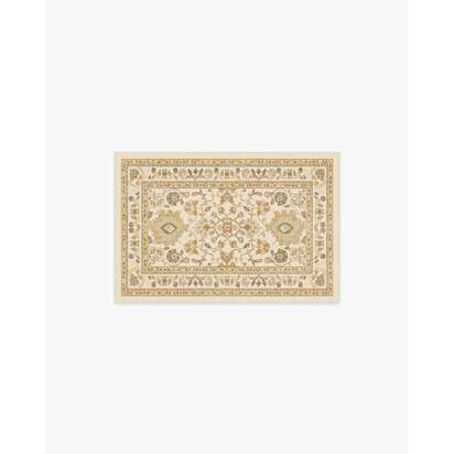 Calabria Cream & Gold Flatwoven Rug - 60 x 90 cm - Rug + Cushioned Pad System
