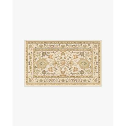 Calabria Cream & Gold Flatwoven Rug - 90 x 150 cm - Rug + Cushioned Pad System
