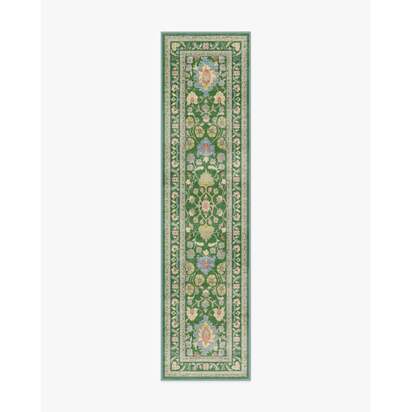 Calabria Green Flatwoven Rug - 75 x 305 cm - Rug + Pad System