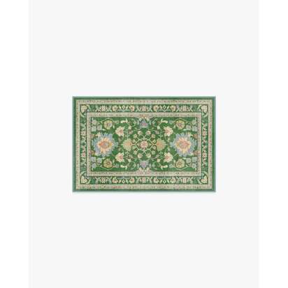 Calabria Green Flatwoven Rug - 60 x 90 cm - Rug + Cushioned Pad System
