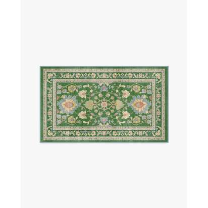 Calabria Green Flatwoven Rug - 90 x 150 cm - Rug + Cushioned Pad System