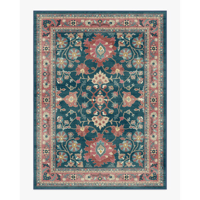 Calabria Navy & Cayenne Flatwoven Rug - 275 x 365 cm - Rug + Cushioned Pad System